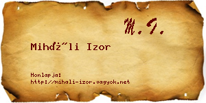 Miháli Izor névjegykártya